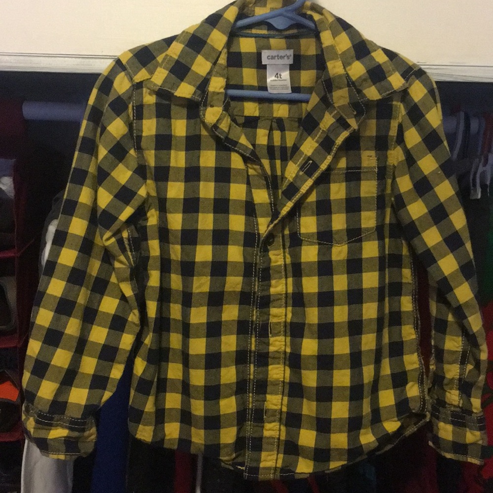 Carters yellow and black button down long sleeve